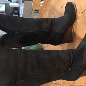 Women's UGG wedge black boots